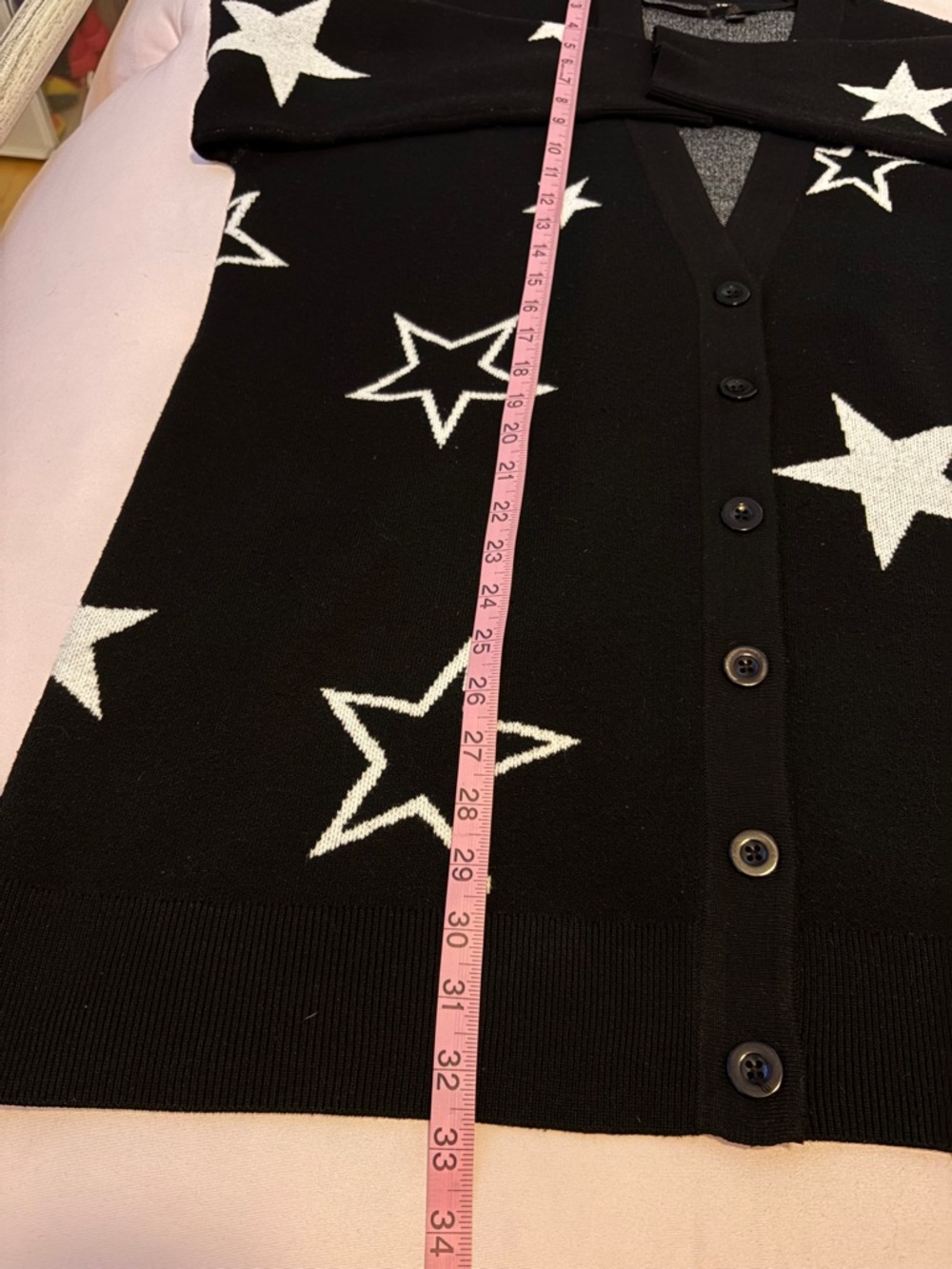 Torrid Button Down V Neck Oversized Star Sweater - Picture 6 of 7